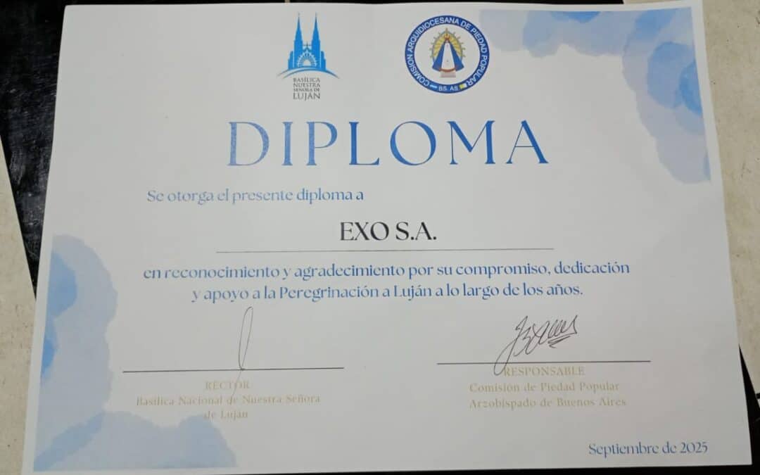 EXO recibió un reconocimiento por su apoyo a la Peregrinación a Luján